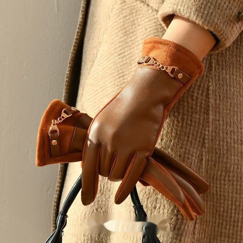 Womens Fleece-Lined Thickened Wind- And Cold-Resistant Warm Gloves - Image 6