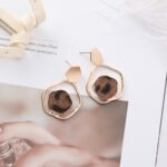 Popular Hexagon Sequins Irregular Sexy Leopard Earrings Suede Metal Personality Geometric Earrings