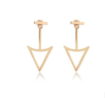 Glossy Geometric Hollow Triangle Metal Stud Earrings - Image 9