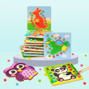 Children's board game clip beads wooden puzzle