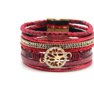 Explosion models Europe and America leather rope bracelets Hollow life tree ladies magnetic buckle jewelry