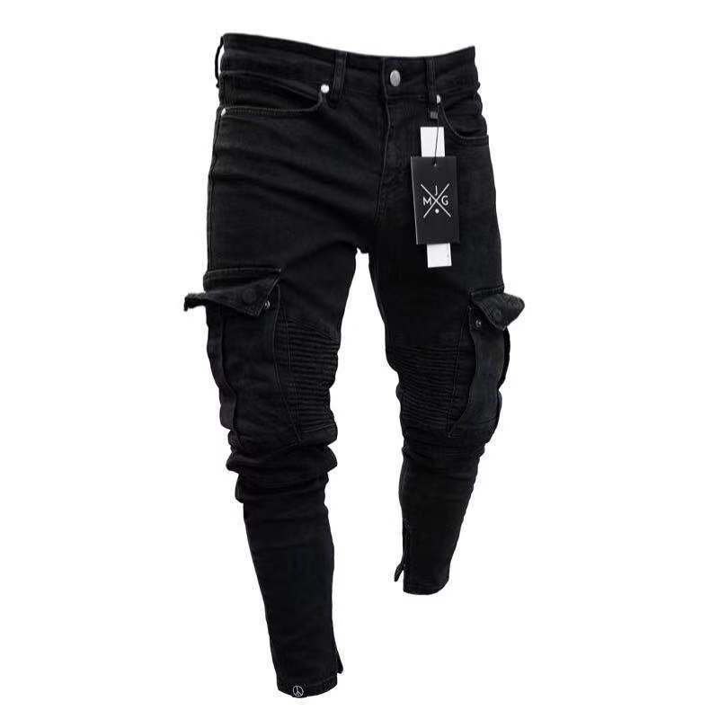 Trendy Knee Hole Zipper Pants - Image 2