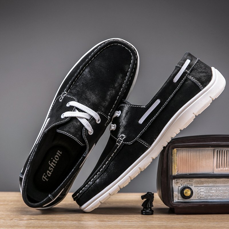 Men's Versatile Low Cut Frosted Cowhide Single Shoes - Image 5