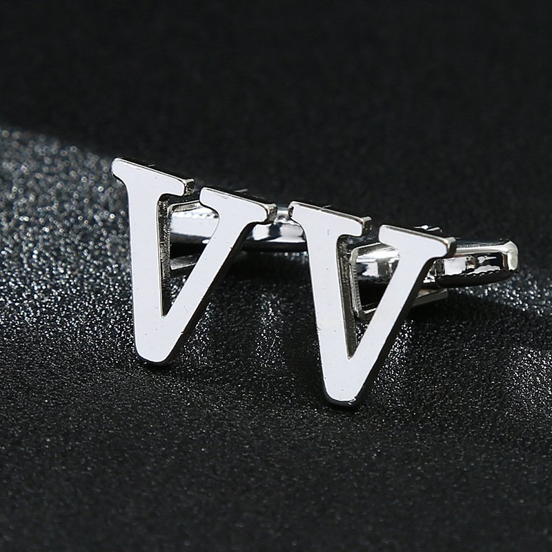 English alphabet cufflinks cuff nails men's French buttons - Image 10