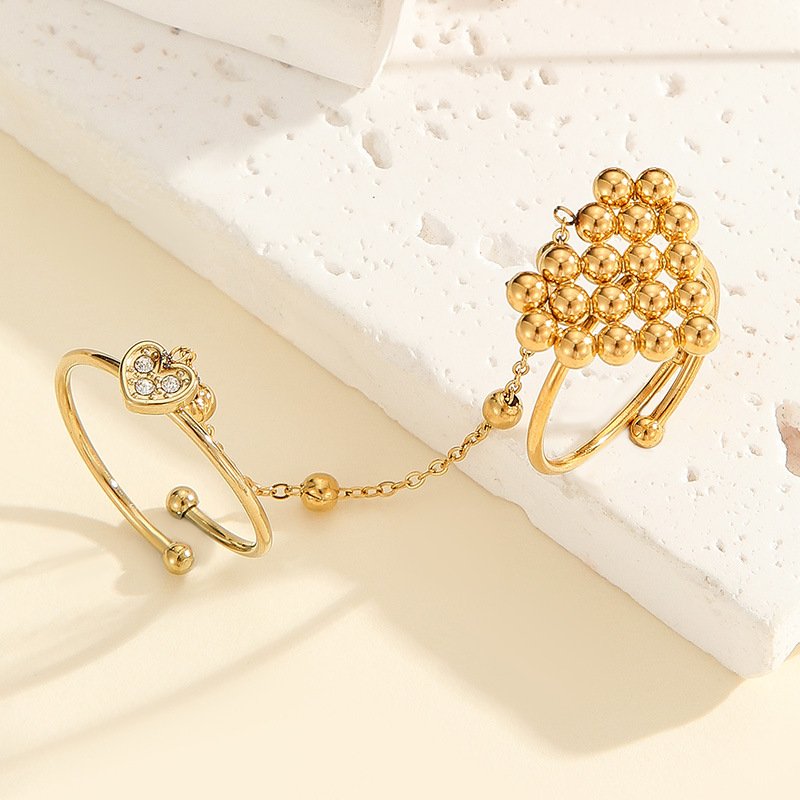 Retro Stainless Steel Ring Butterfly Flower Chain - Image 8