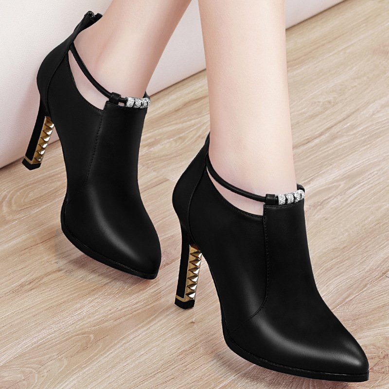 In the autumn of new Korean female high-heeled shoes all-match pointed shoes with a fine waterproof black ladies shoes - Image 4