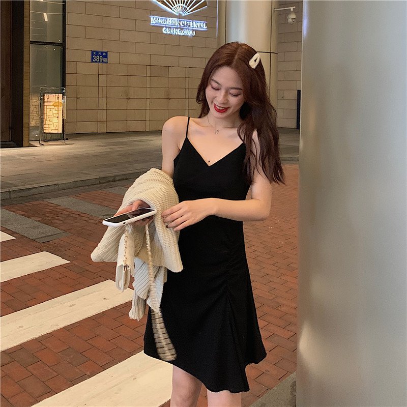 Women's black suspender dress - Image 2