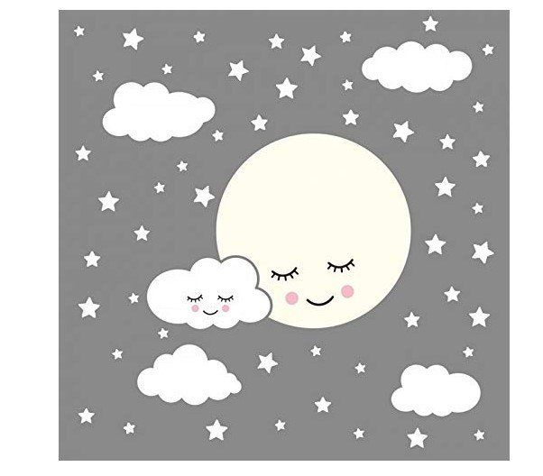 Large Size White Clouds Moon Stars Background Wall Decoration - Image 5