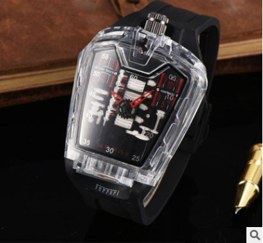 Fashion hollow ghost head silicone belt quartz men's watch imitation mechanical watch - Image 3