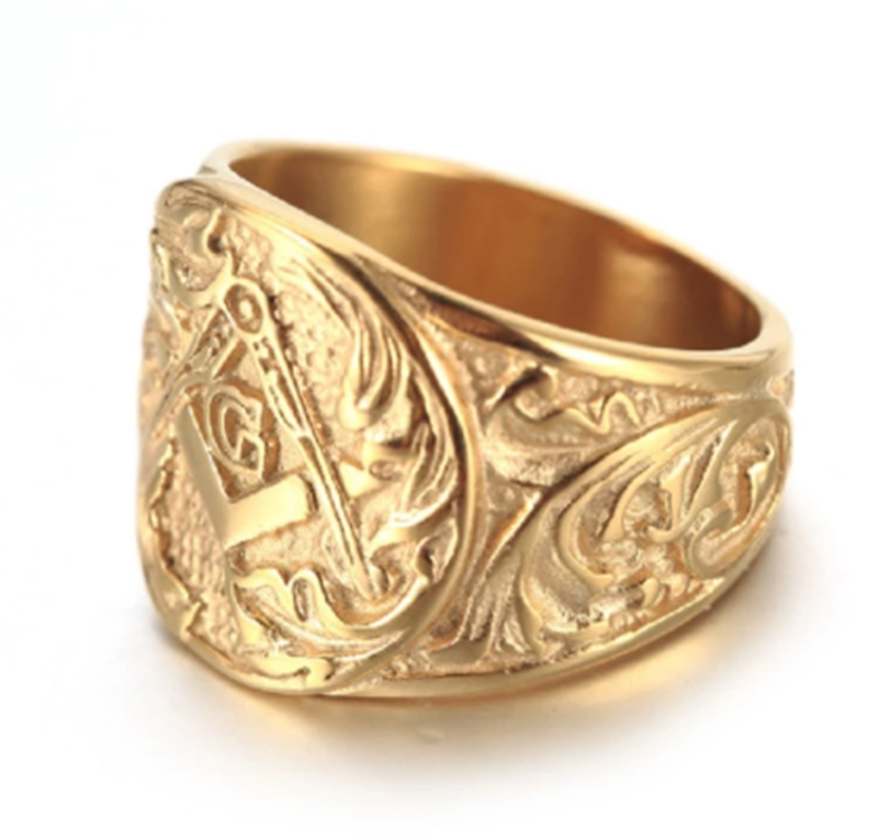 Men's Ring Vintage Masonic Titanium Steel Ring - Image 5
