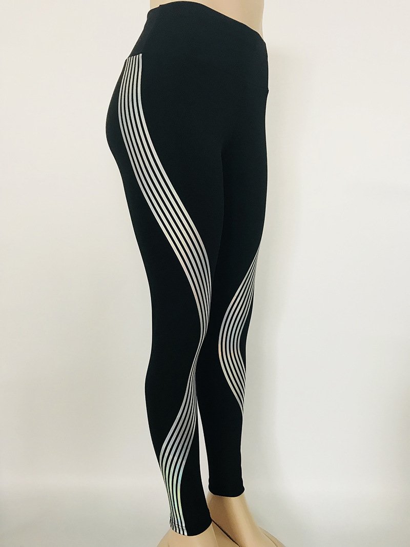 Reflective Leggings Glow in the Dark Night Light Laser Stripes Fitness Yoga Pants Tights Tracksuit Women - Image 2
