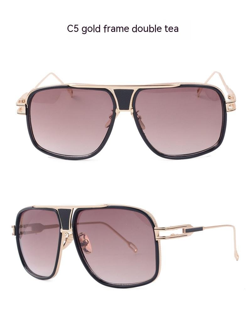 Men's Women's Sunglasses Fashion Vintage With Large Rims Metal Gradient - Image 5