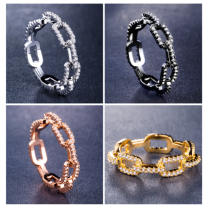 Creative lock chain ladies zircon ring