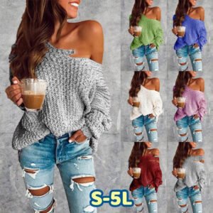 Monochrome one-shoulder sweater