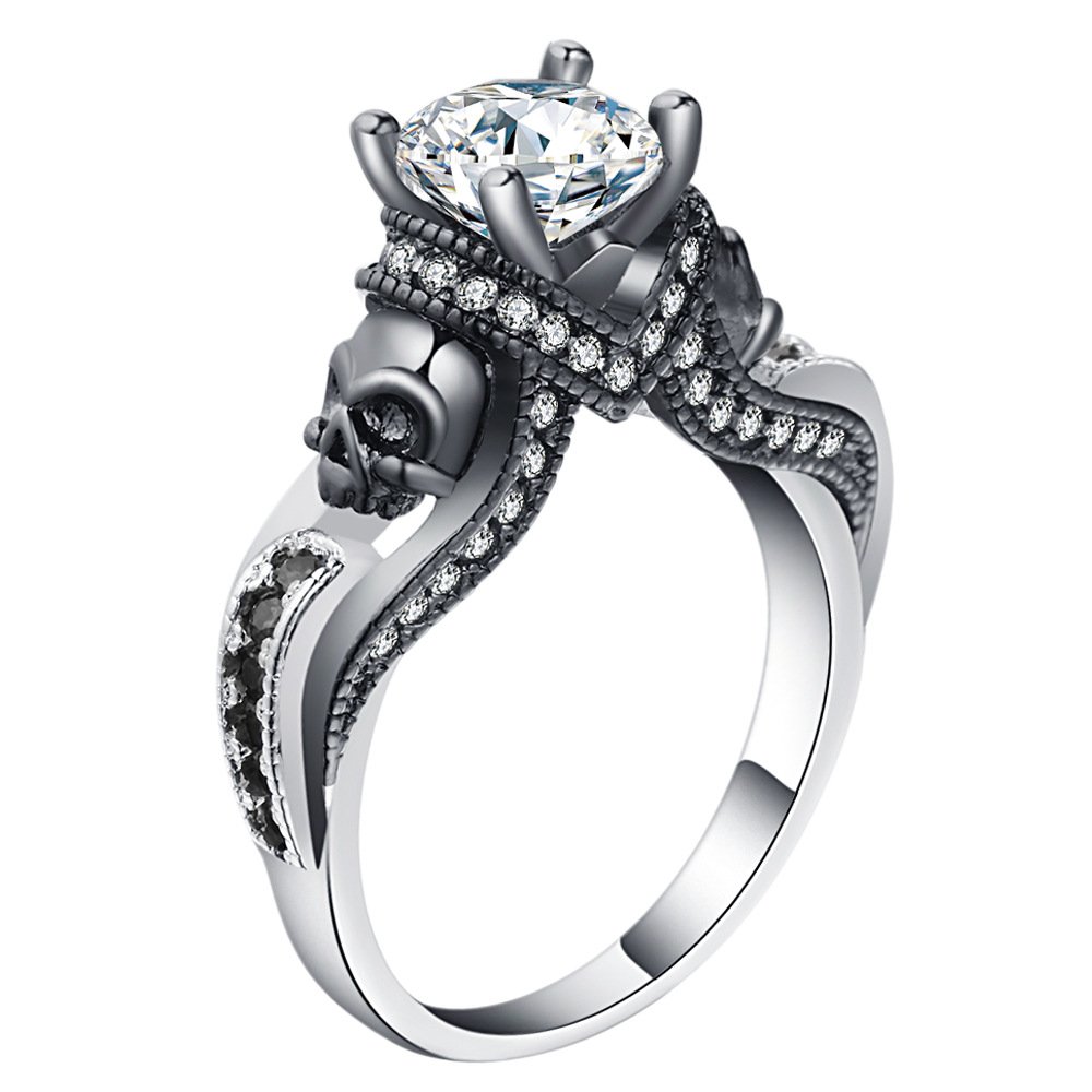 Hainon Women's Skull Ring European and American Punk style Motor Biker Men Party Ring Birthday stone skull men's jewelry Rings - Image 11