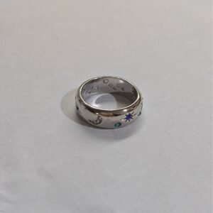 Women's Simple Stylish Moon And The Stars Ring Inlaid With Colorful Zircon