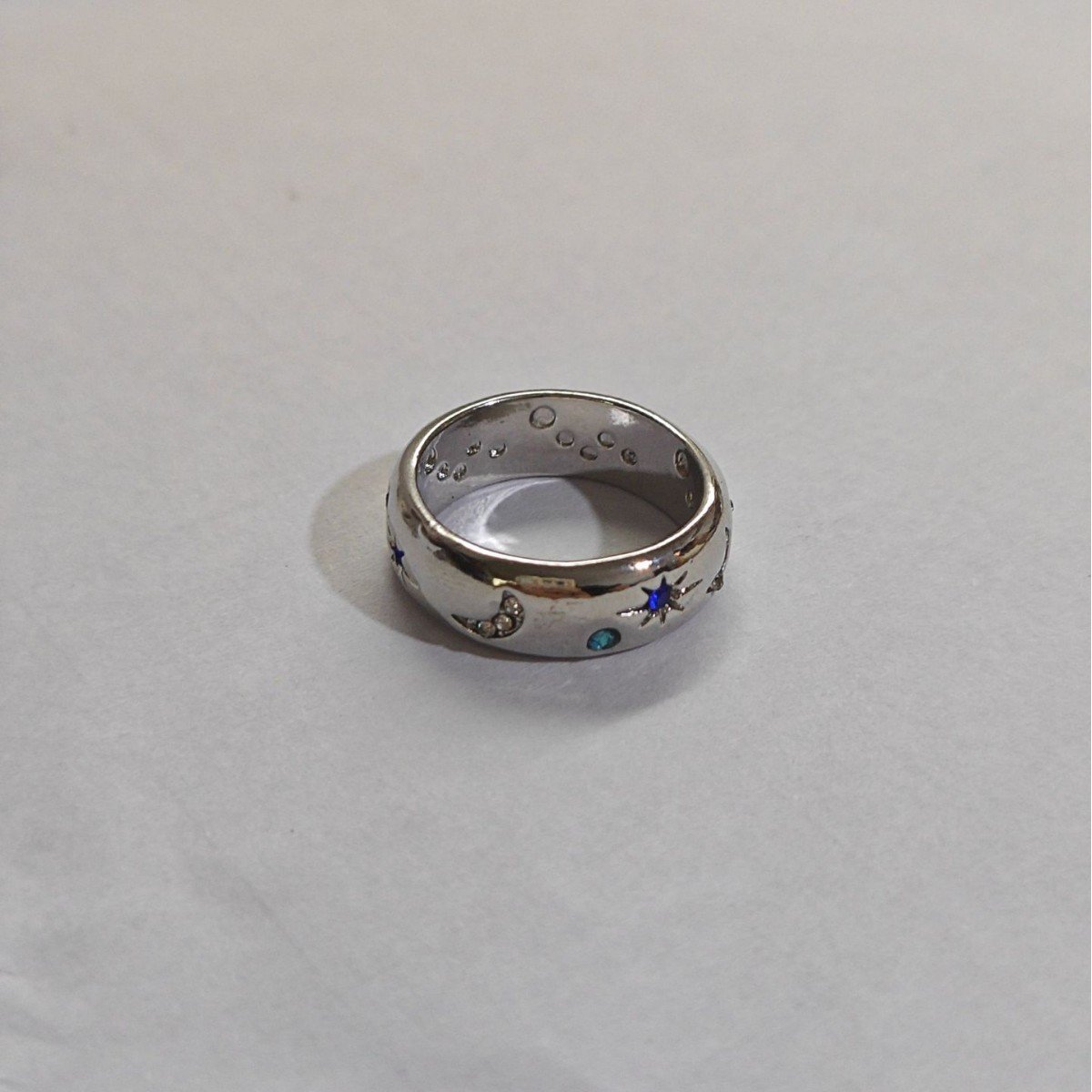 Women's Simple Stylish Moon And The Stars Ring Inlaid With Colorful Zircon