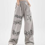 Straight Wide Leg Pants Graffiti Casual Loose Track Pants