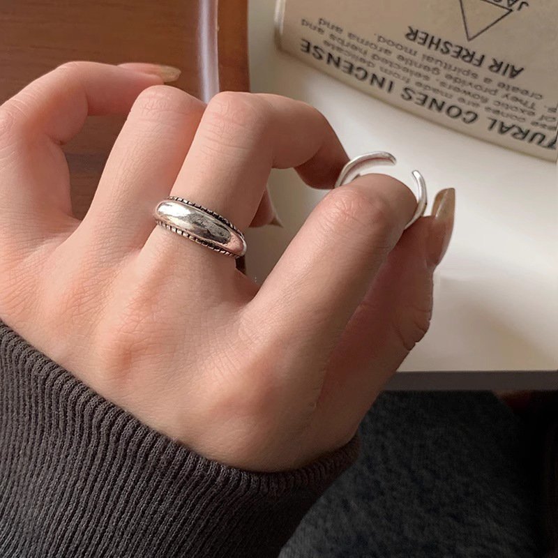 Korean Style 925 Sterling Silver Twisted Chain Ring, Adjustable Open Cuff, Non Tarnish Minimalist Finger Ring - Image 3