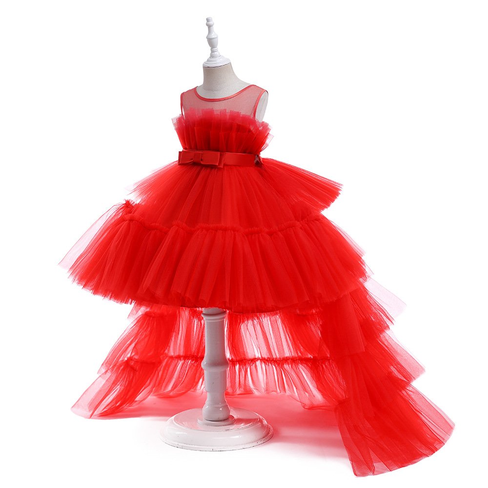 Mesh Extra Long Train Princess Skirt New Year Dress Girl Dress - Image 2