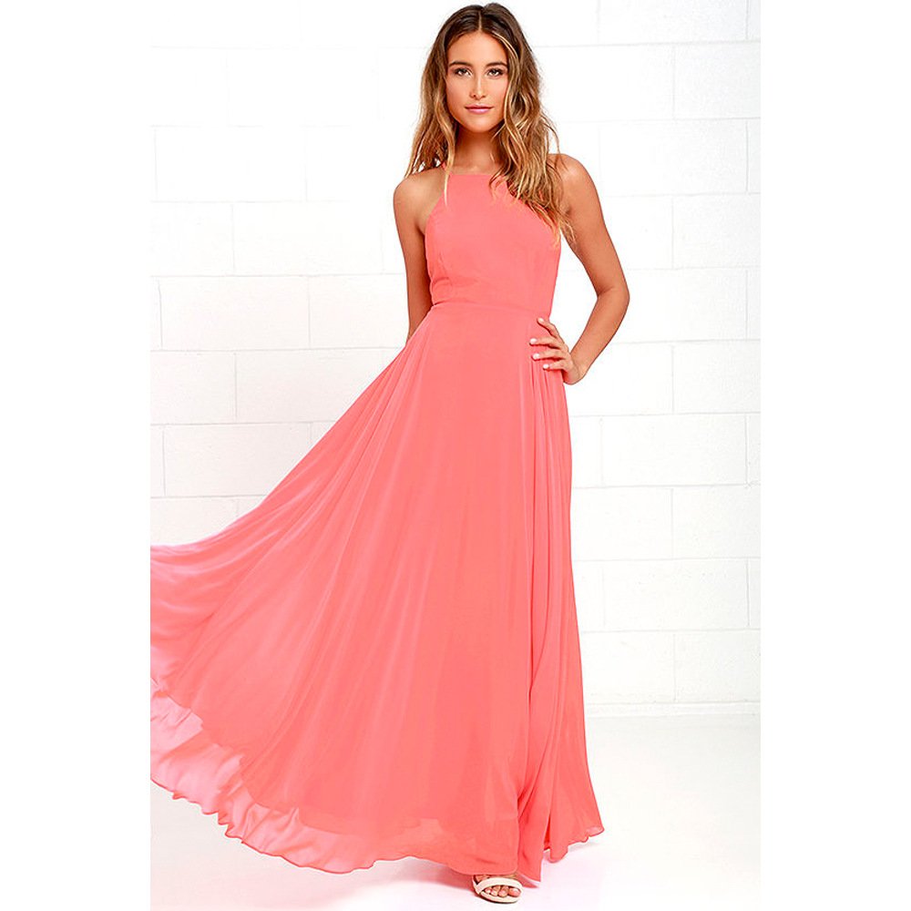 Chiffon big swing sexy backless suspender skirt long dress - Image 15
