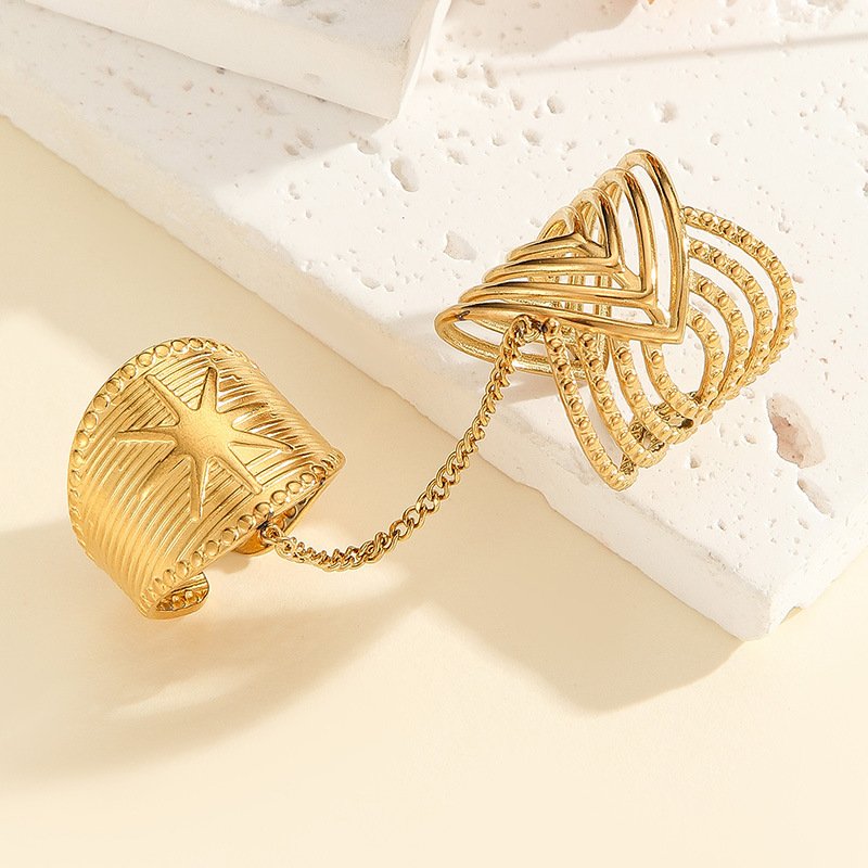 Retro Stainless Steel Ring Butterfly Flower Chain - Image 10