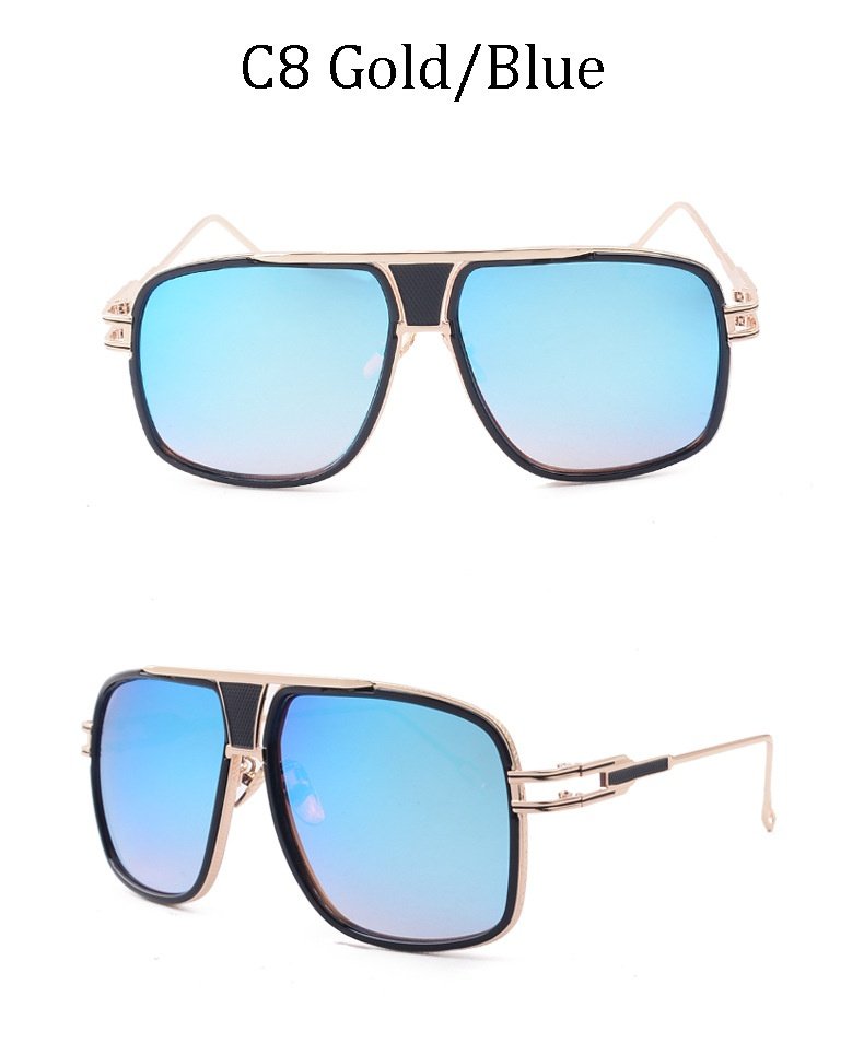Men's Women's Sunglasses Fashion Vintage With Large Rims Metal Gradient - Image 8