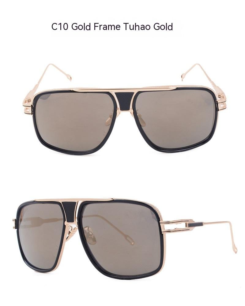 Men's Women's Sunglasses Fashion Vintage With Large Rims Metal Gradient - Image 10