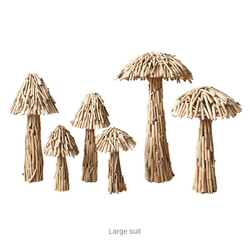 Creative Solid Wood Mushroom Floor Ornament - Image 10