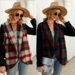 Printed plaid coat