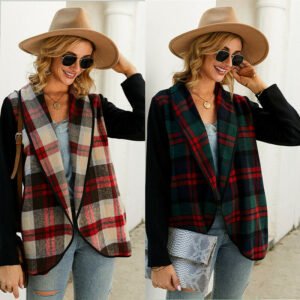 Printed plaid coat