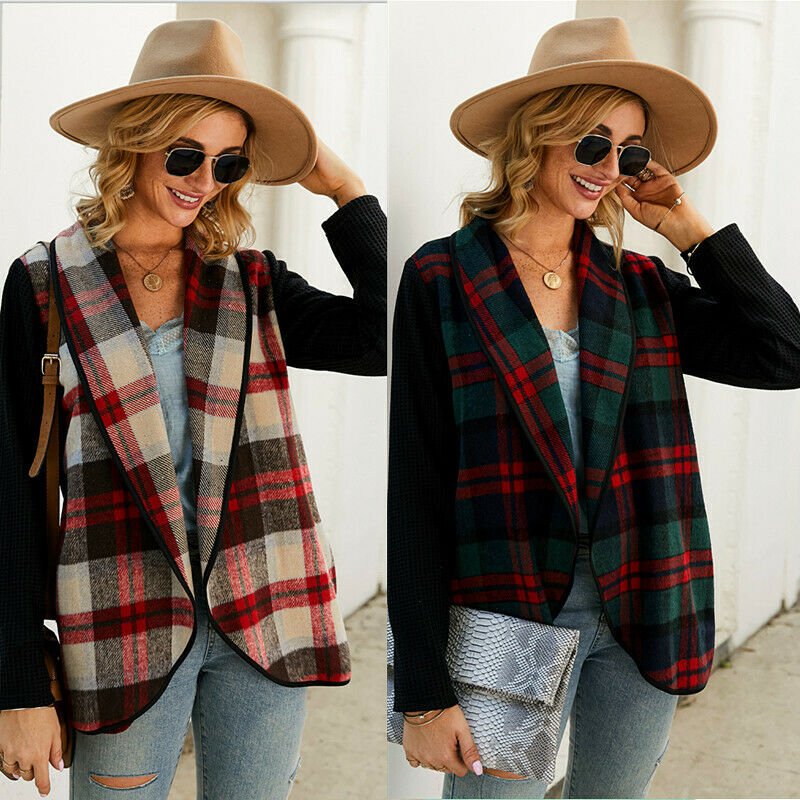 Printed plaid coat
