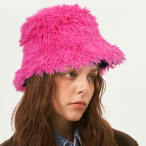 Autumn And Winter Dopamine Long Hair Bucket Hat Warm Ear Protection