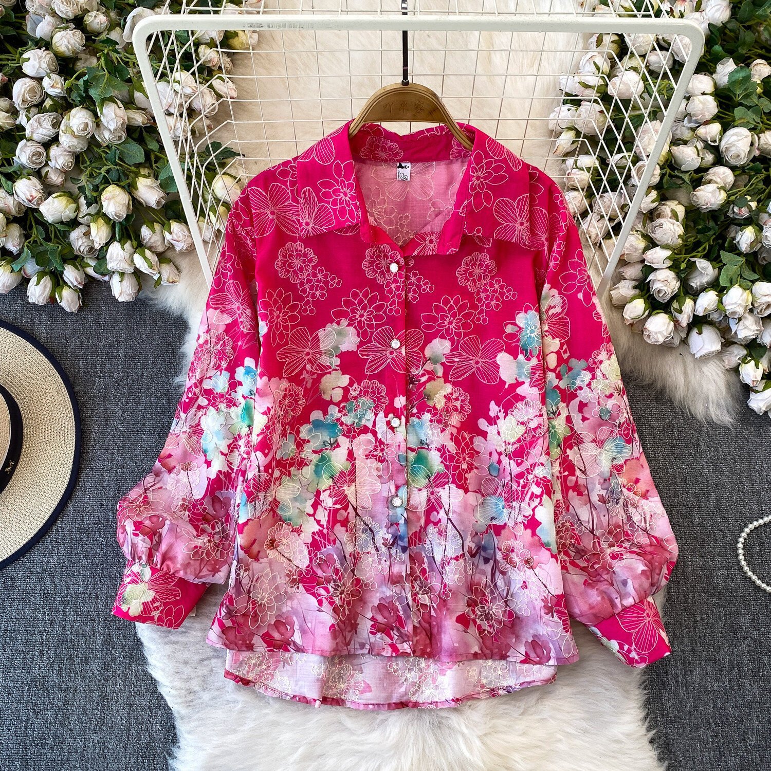 Printed Long-Sleeve Sun-Protective Shirt Womens Loose Mid-Length Coat - Image 6