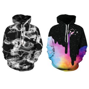 Starry sky smoke ring print hoodie