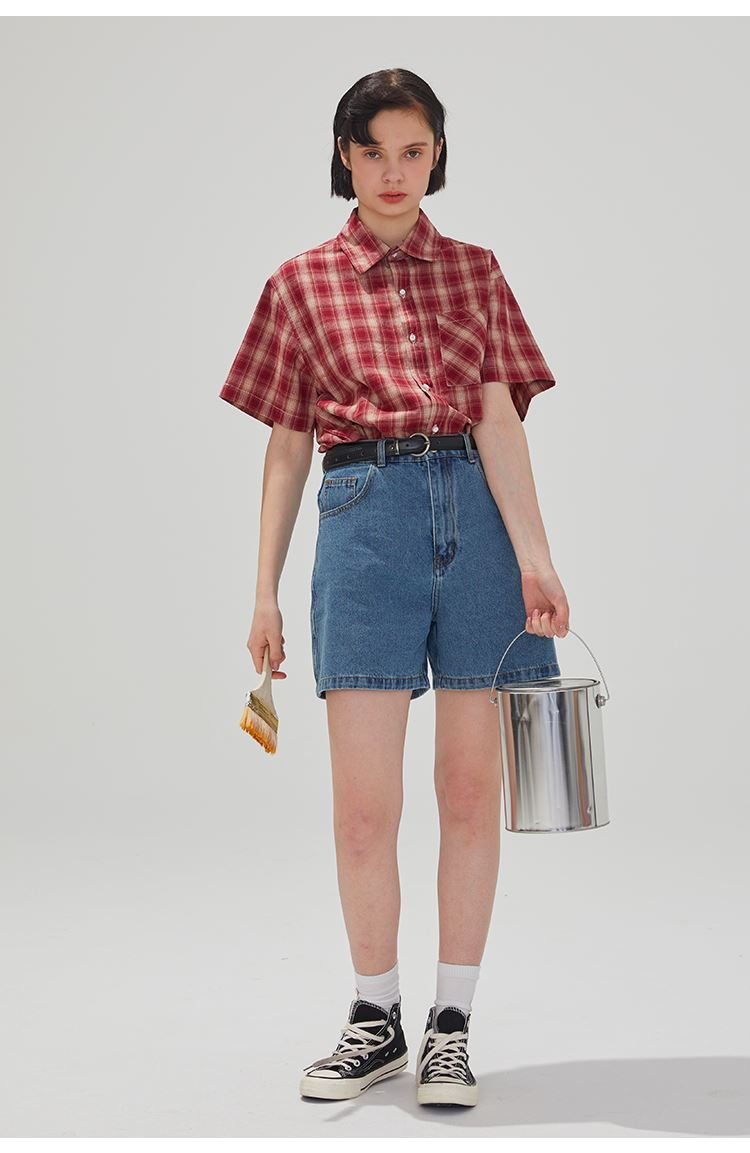 Summer new loose wash high waist slim female casual wild denim shorts - Image 3