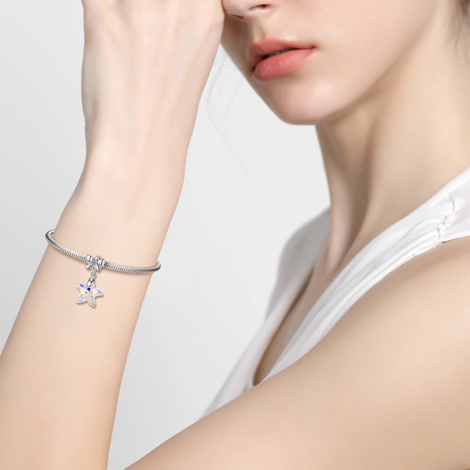 Laser Color Five Pointed Star Crystal Pendant Female Fashion Niche Diy Jewelry Necklace Accessories - Image 2