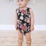 Dark Floral Set Infant Flower Print One-piece Romper Headwear