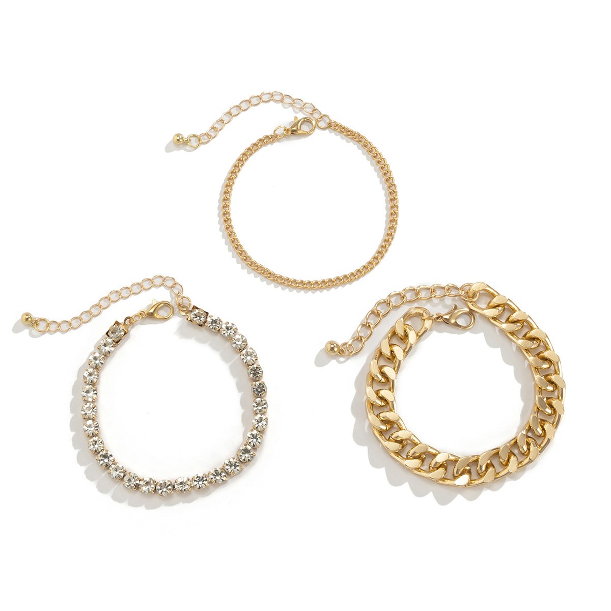 Retro Full Diamond Cross Chain Bracelet Set For Women - Image 4
