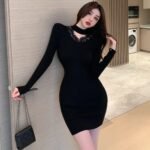 Women's Lace Long Sleeve With Knitted Dress