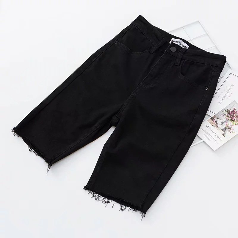 Summer high-waist straight five-point pants