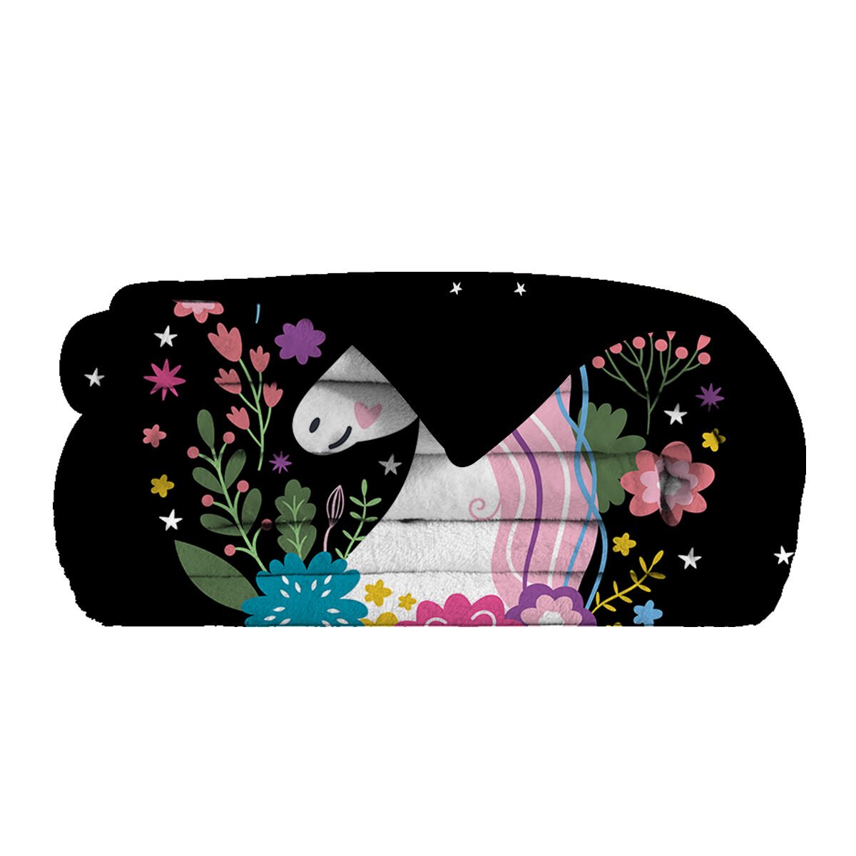 1 Pce Of Flannel Black Base Unicorn Pattern Soft And Fluffy Multifunctional Outdoor Beach Camping Living Room Sofa Office Nap Printed Blanket - Image 6