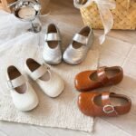 Korean Version Girls' Leather Shoes, Baby Woven Soft Sole Single Shoes, Little Girls' Princess Shoes, Mary Jane Shoes