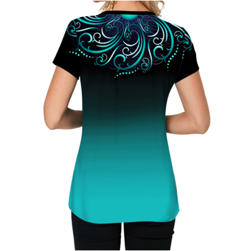 Short-sleeved gradient casual T-shirt - Image 3