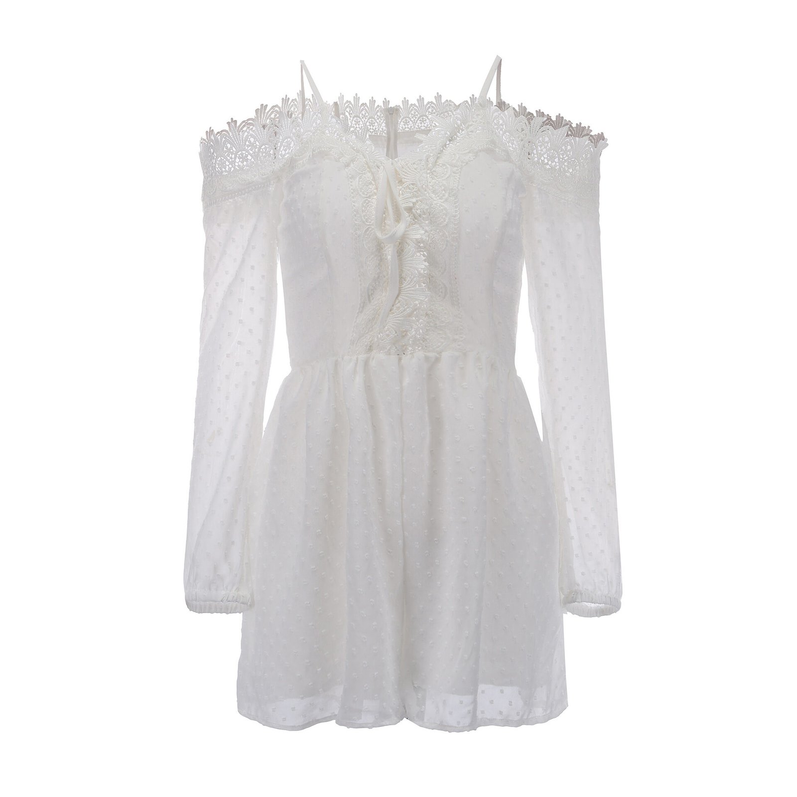 Women's One Shoulder Jacquard Lace Tube Top Dress - Image 3