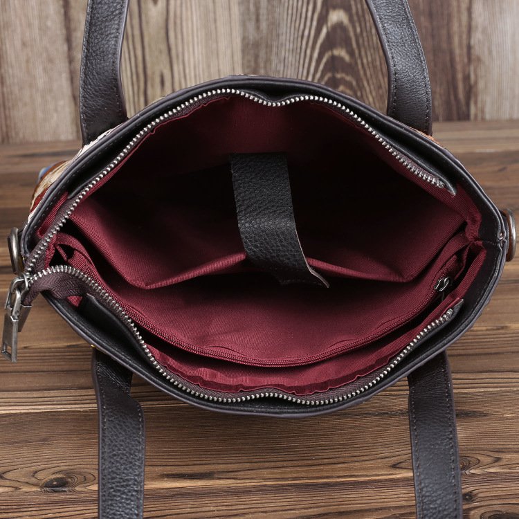 Vertical One-Shoulder Bag Fashion Stitching Leather Female Bag - Image 3