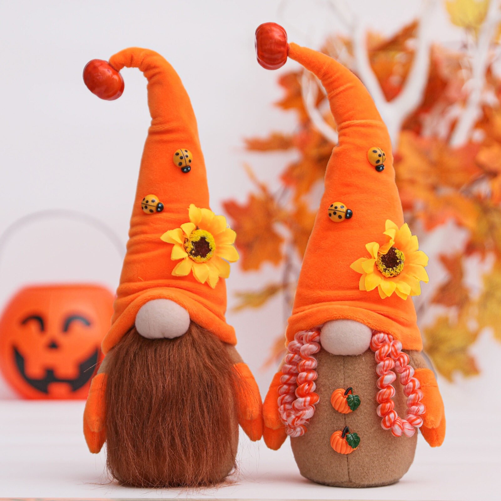 New Orange Sunflower Decorative Faceless Doll Ornament - Image 5