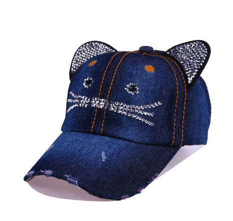 Spring And Summer Denim Baseball Cute Cat Ears Baseball Sunscreen Visor Baby Cat Hat - Image 6