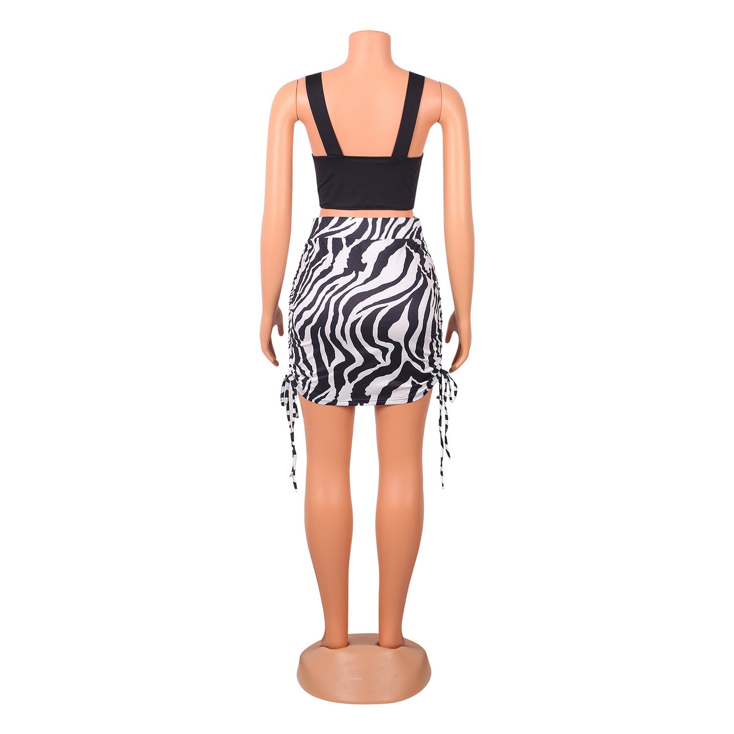 Sexy Color Matching Strappy Vest Print Ladies Two-Piece Suit - Image 7