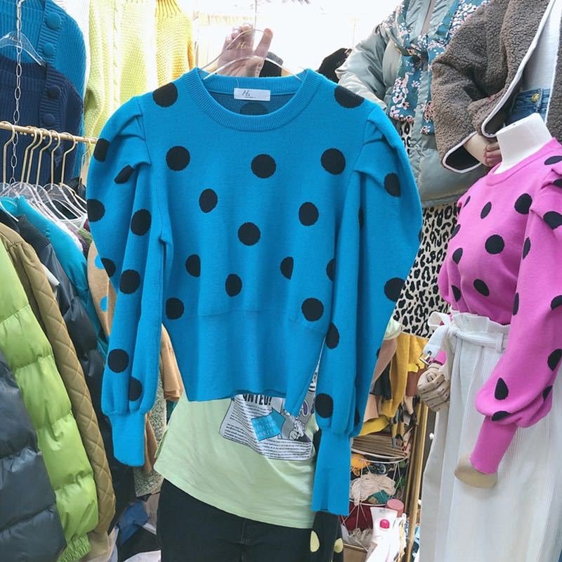 Puff sleeve polka dot sweater - Image 2